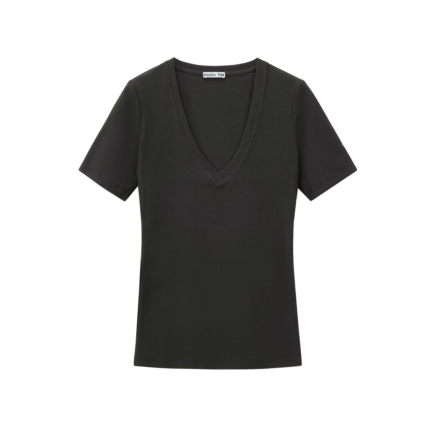 깊은 V넥 슬림 탑