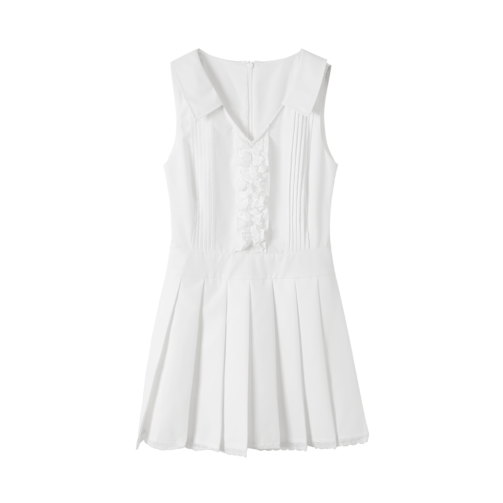 Retro V-Neck Porcelain Dress