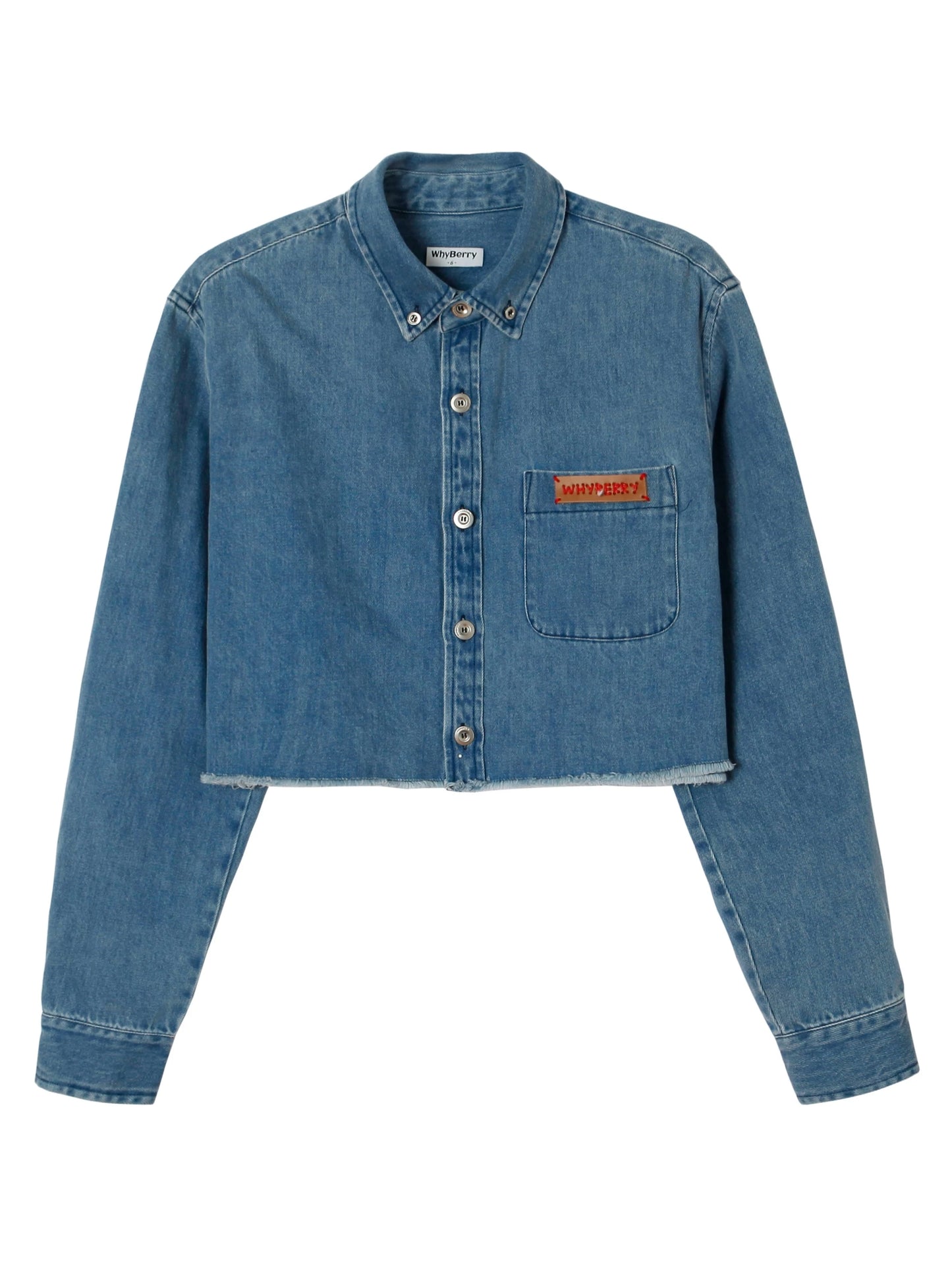 Veste courte en denim à bords bruts