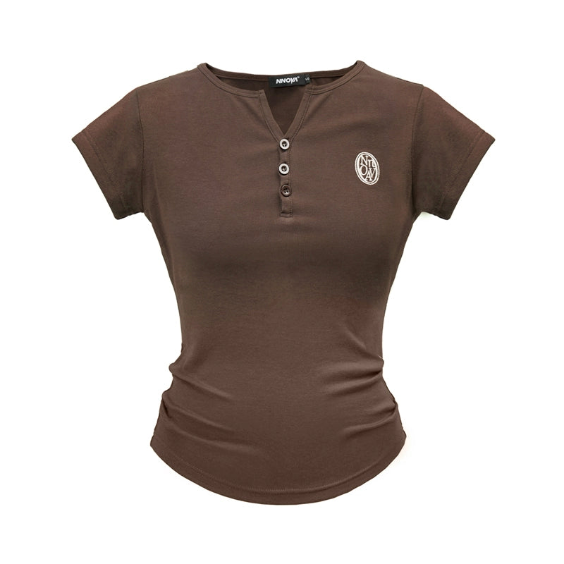 기본 어깨 라운드 넥 티셔츠