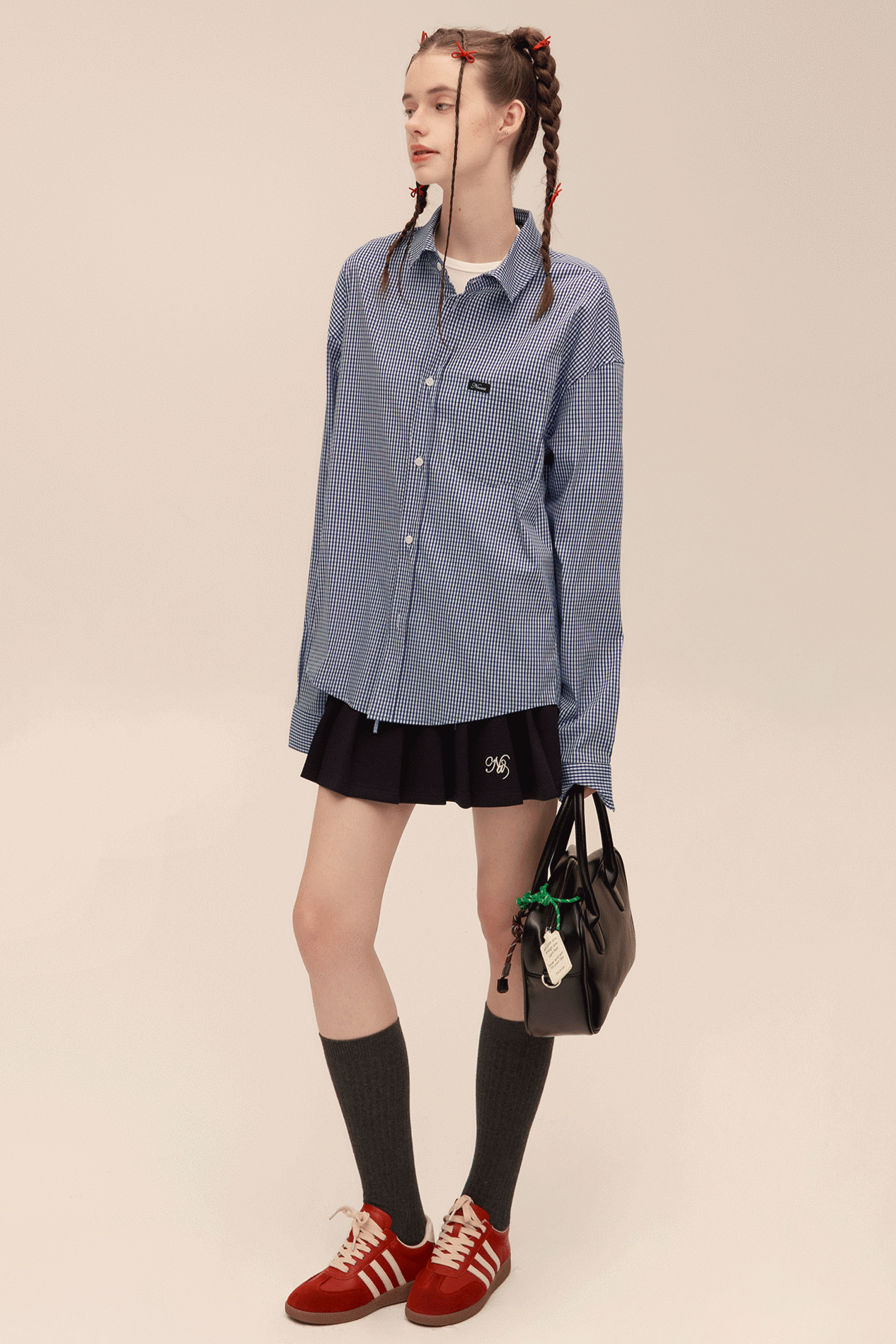 Retro Blue Plaid Long Sleeve Shirt