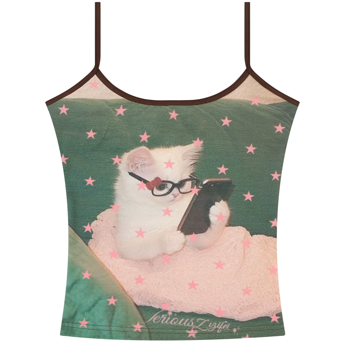 Polka Dot Cat Print Camisole