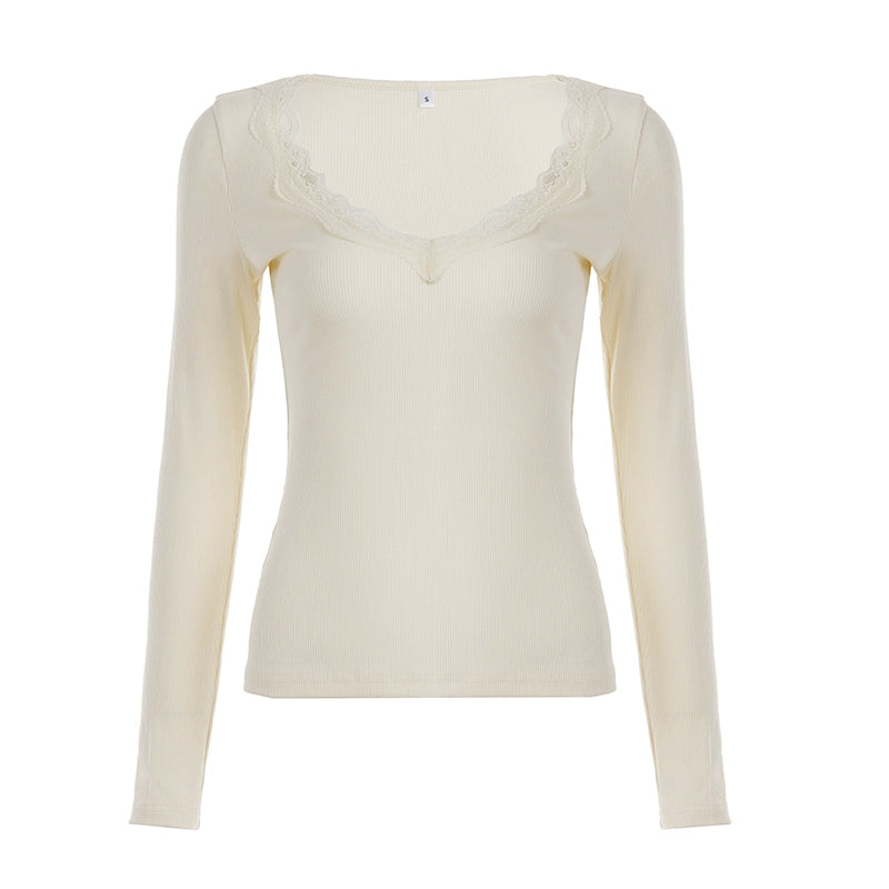 Lace-Trimmed Knit Top