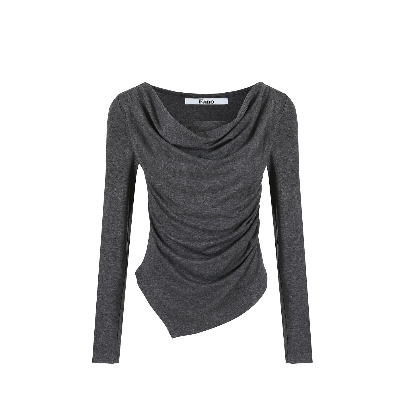 비대칭 스택 칼라 블라우스