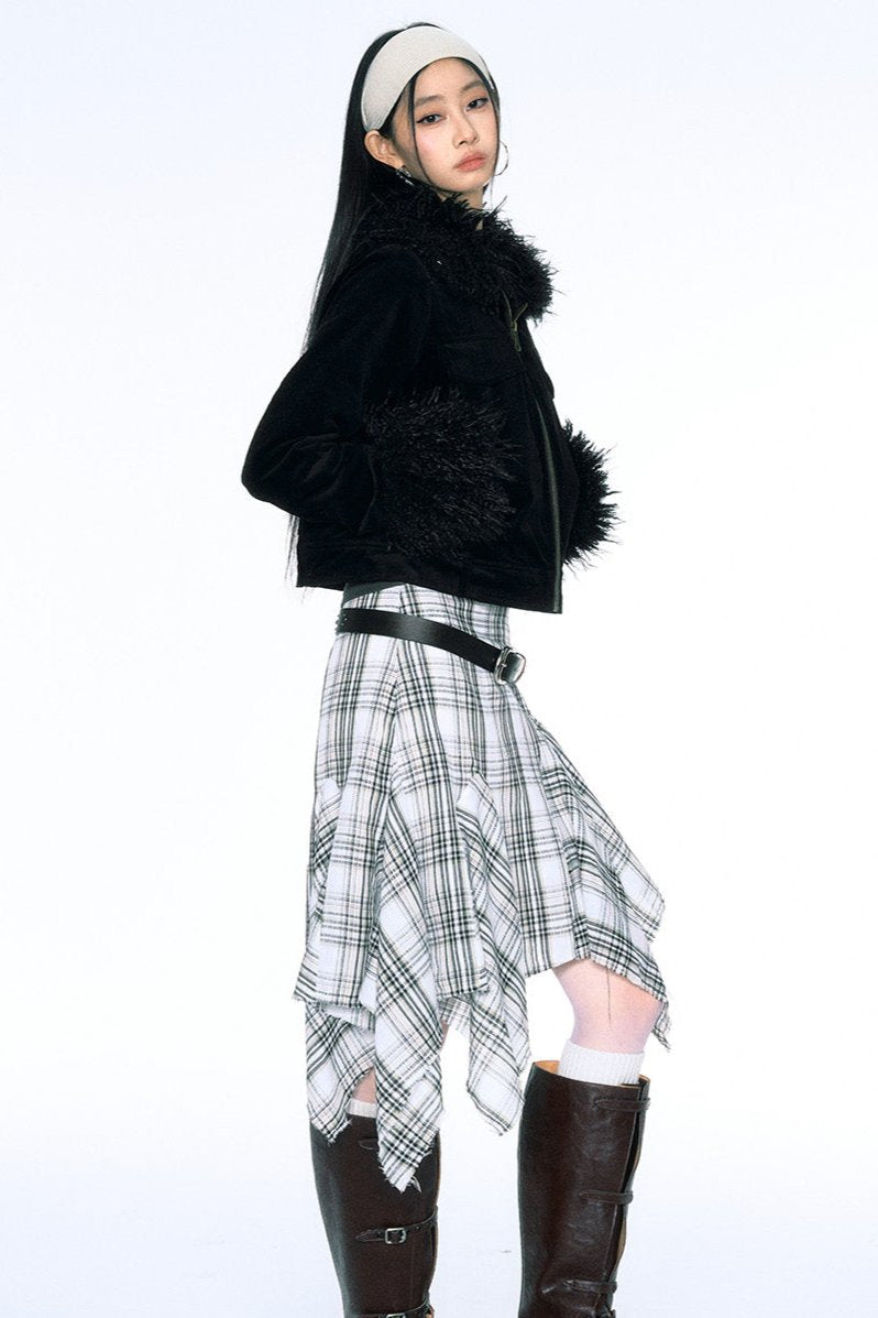 Corduroy-Kragen-Patchwork-Jacke