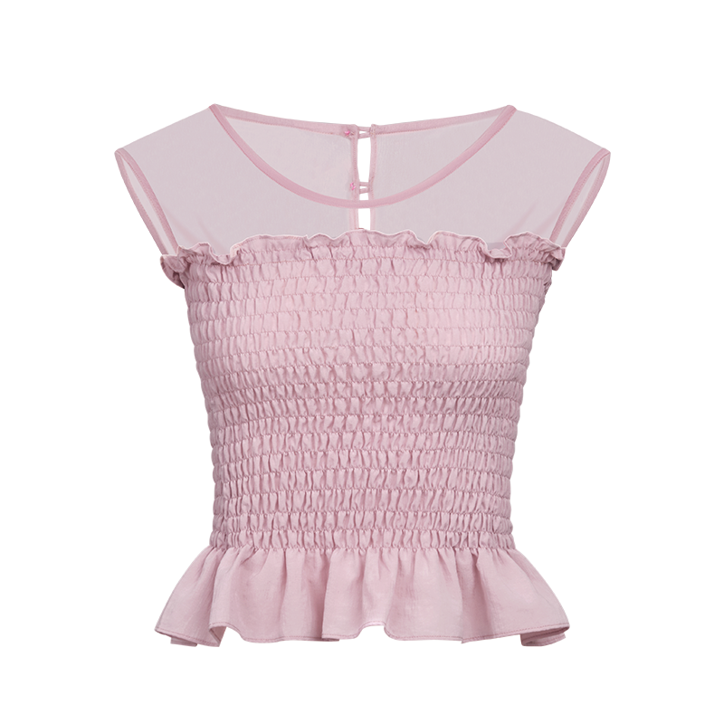 Sweet Mark Lace Short Sleeves Top