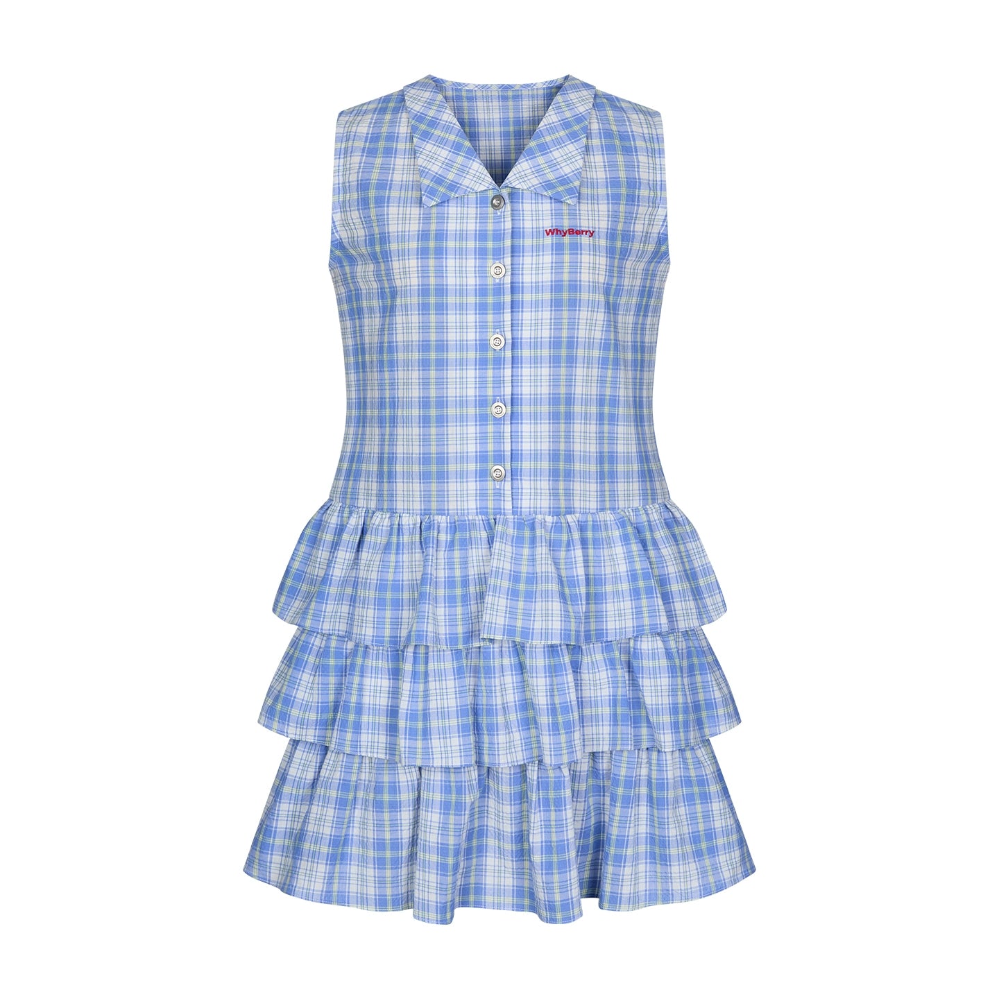 Summer Embroidered Plaid Dress