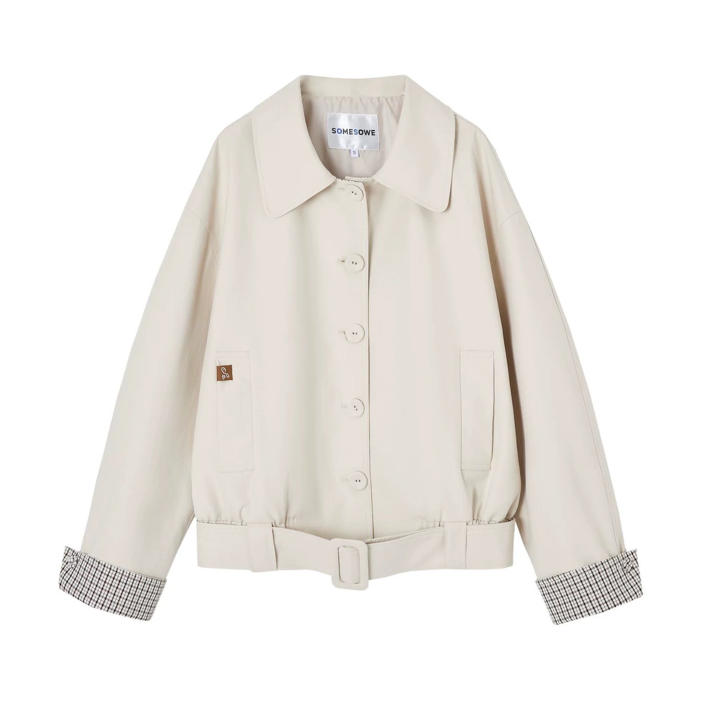 Jacke mit Karomuster, Patchwork, Revers und Knöpfen