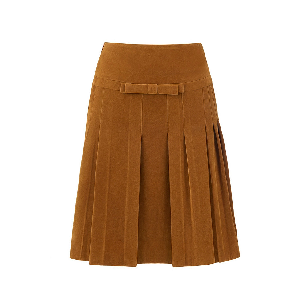 Suede Irregular Pleated Skirt