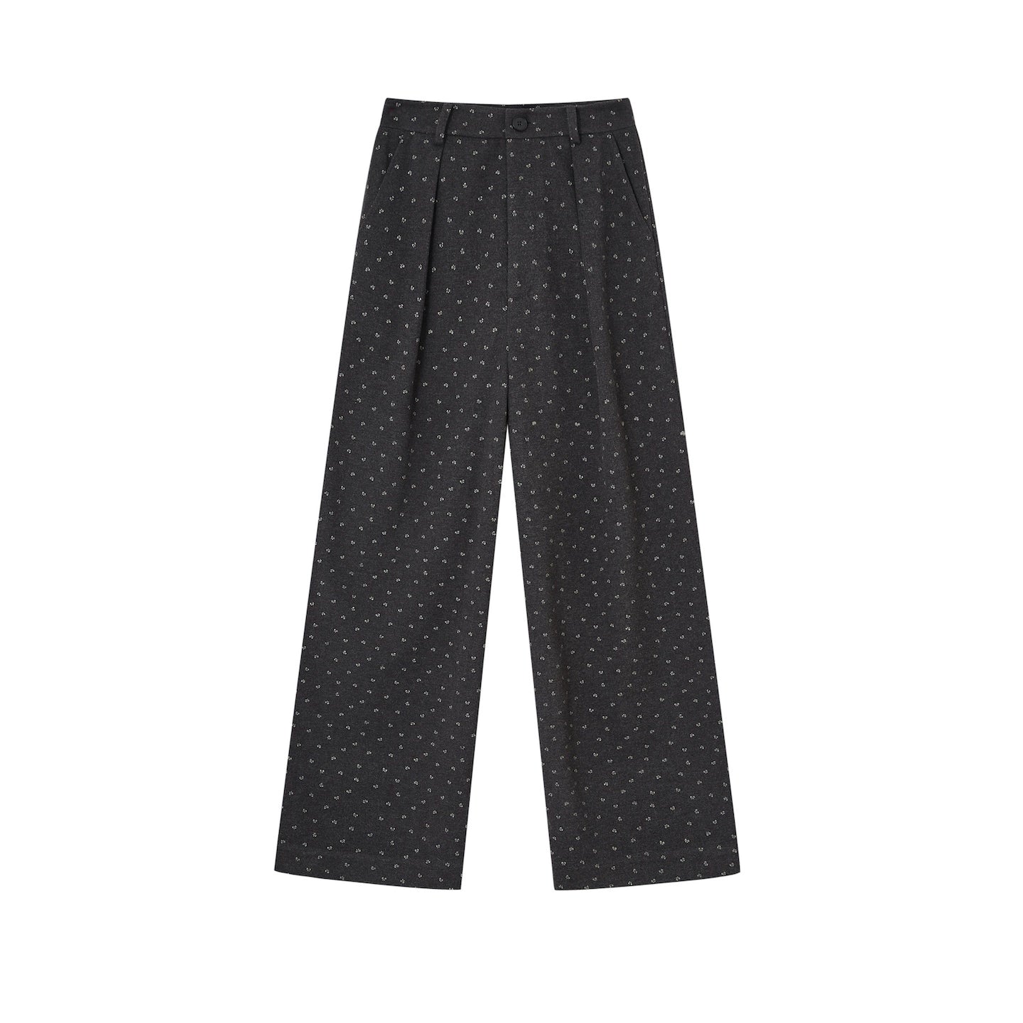 Printed Bow Woolen Trousers