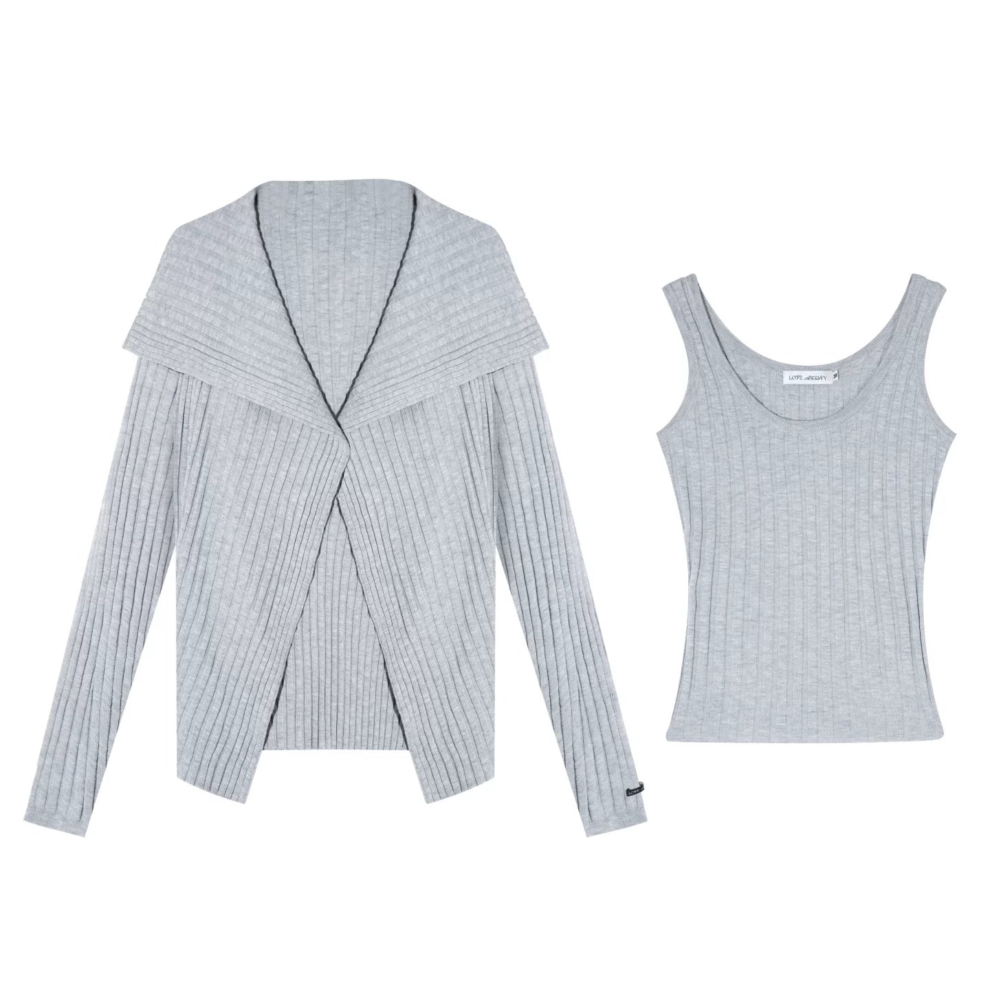 Wool Blend Cardigan Base Top Set