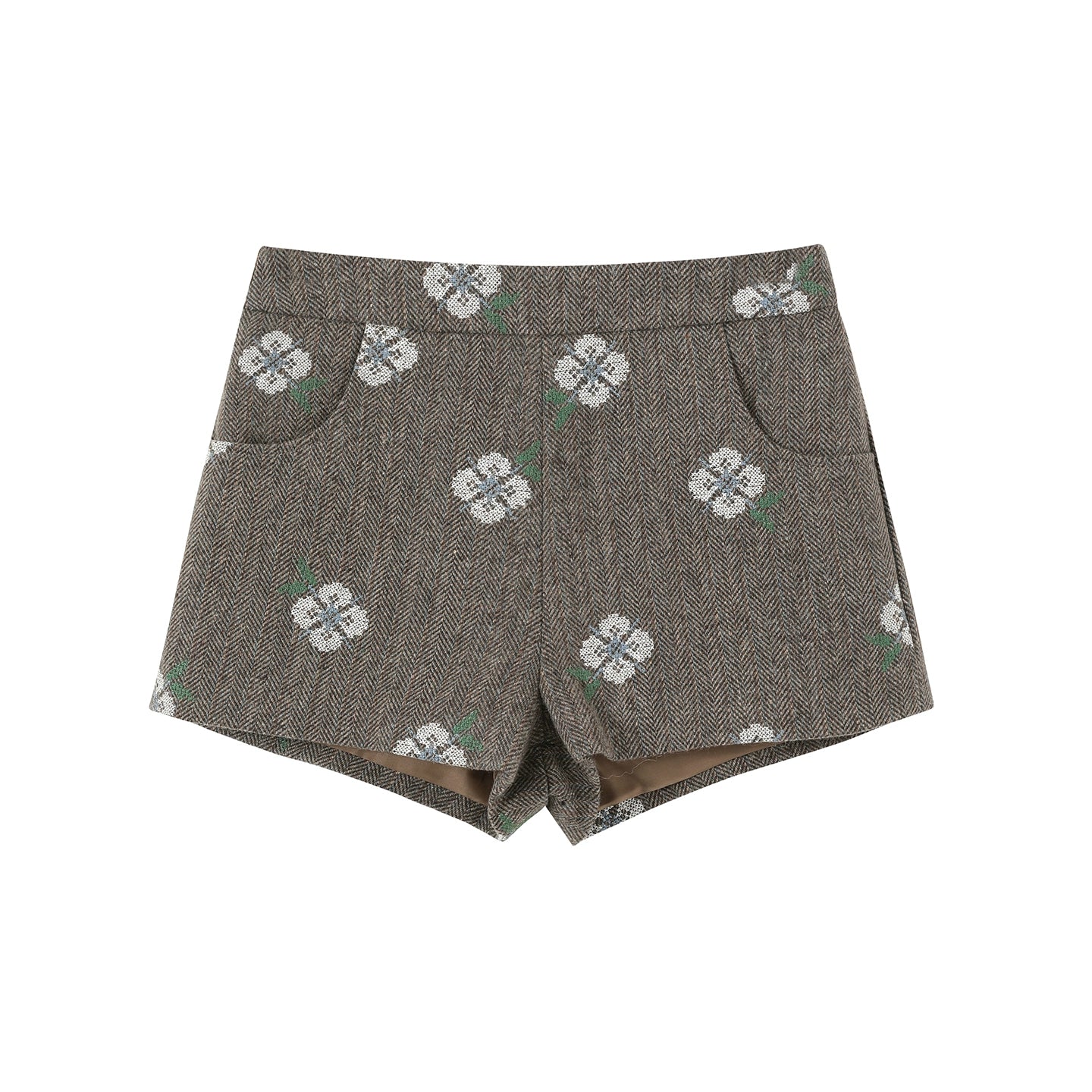 Retro Embroidery Tweed Fur Shorts Set-Up