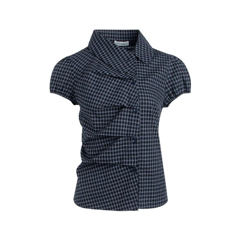 Nap Plaid Shirt & Pleated Skirt Set-Up