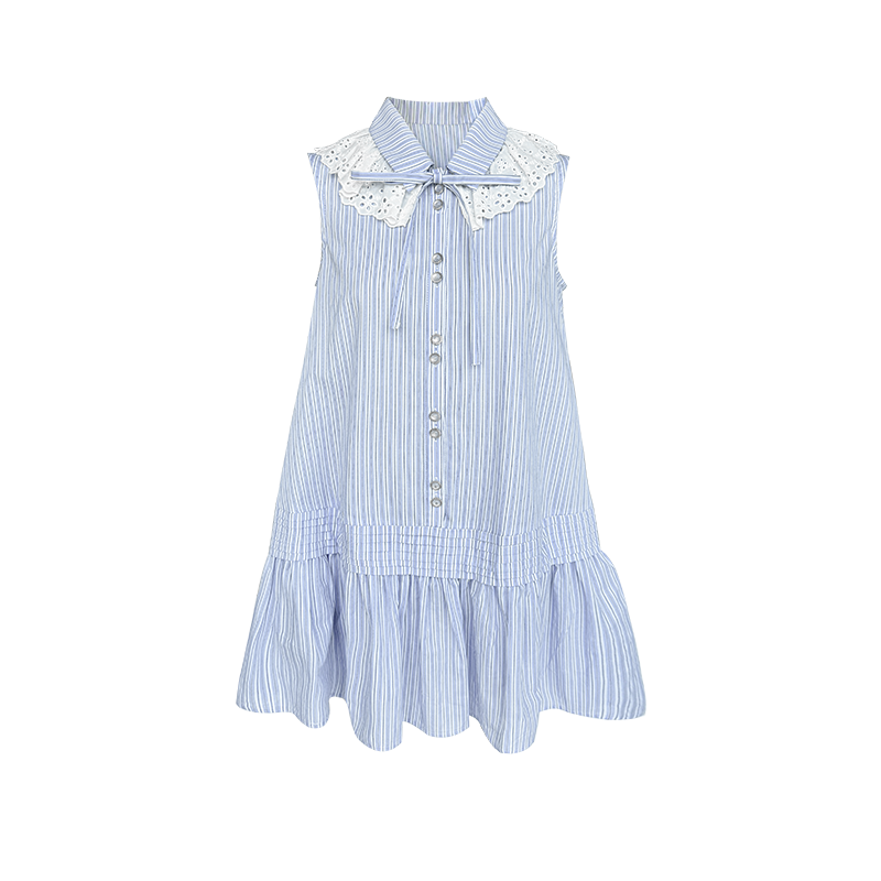 Blue Striped Sleeveless Dress