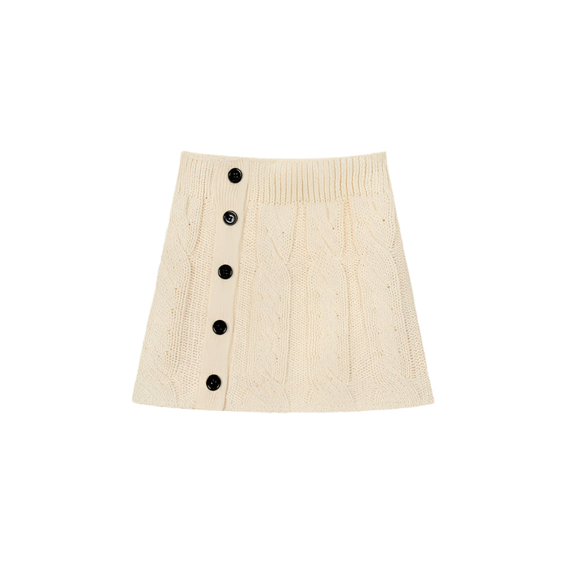 Button Detail A-Line Knit Skirt
