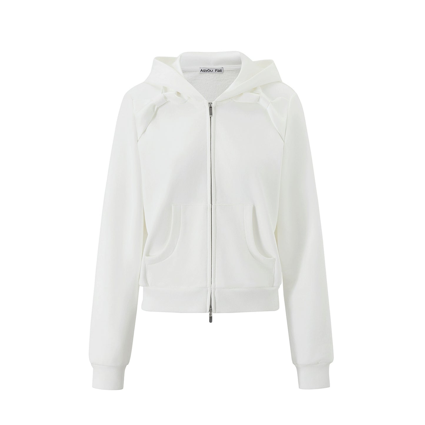 Hooded Zipper White Jacket