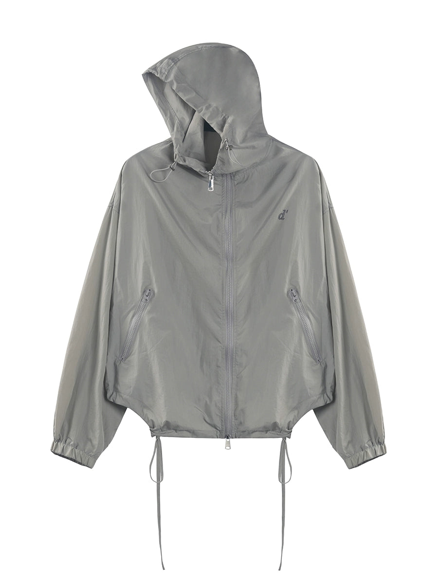 Gray Hooded Sunscreen Jacket