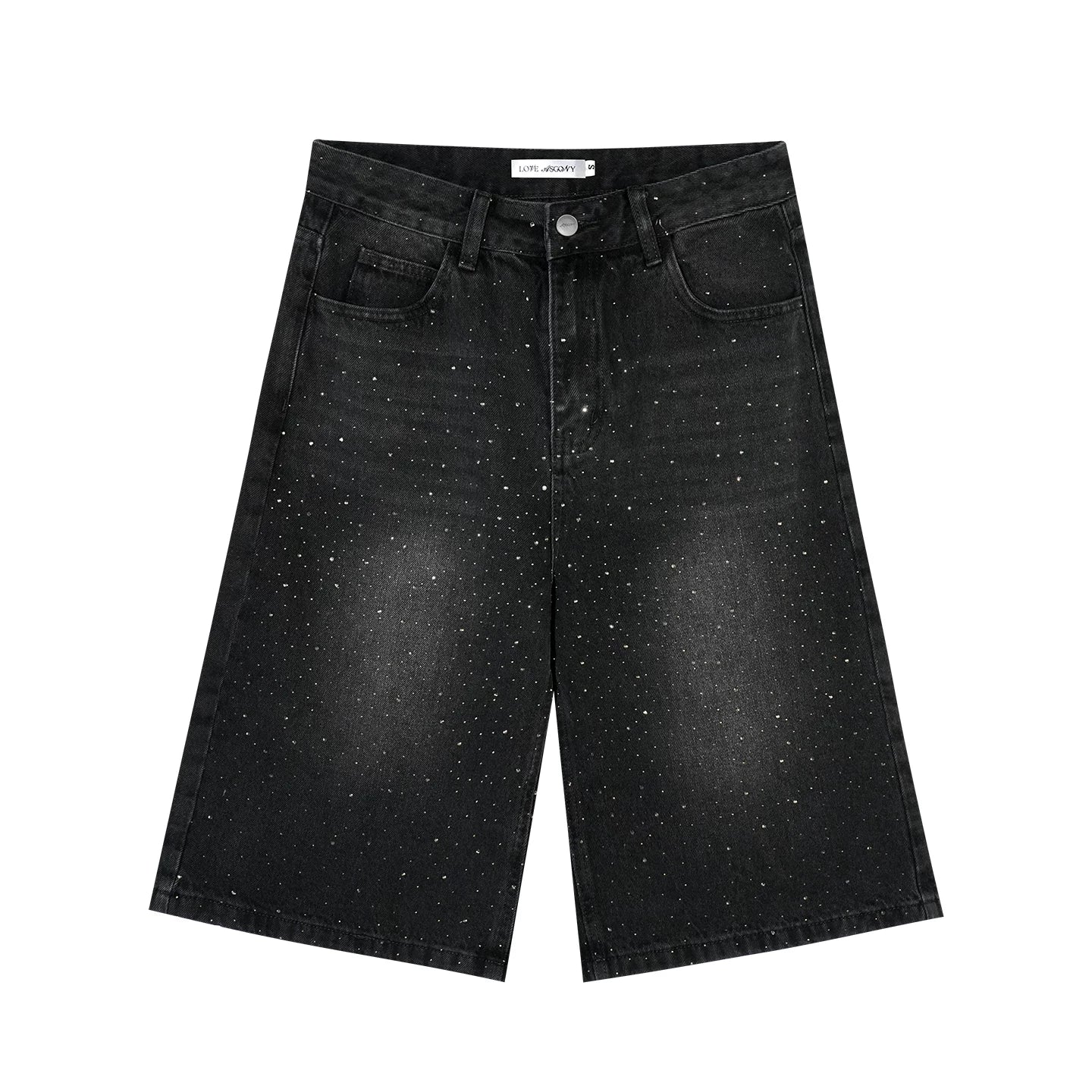 Rhinestone Denim Cropped Pants
