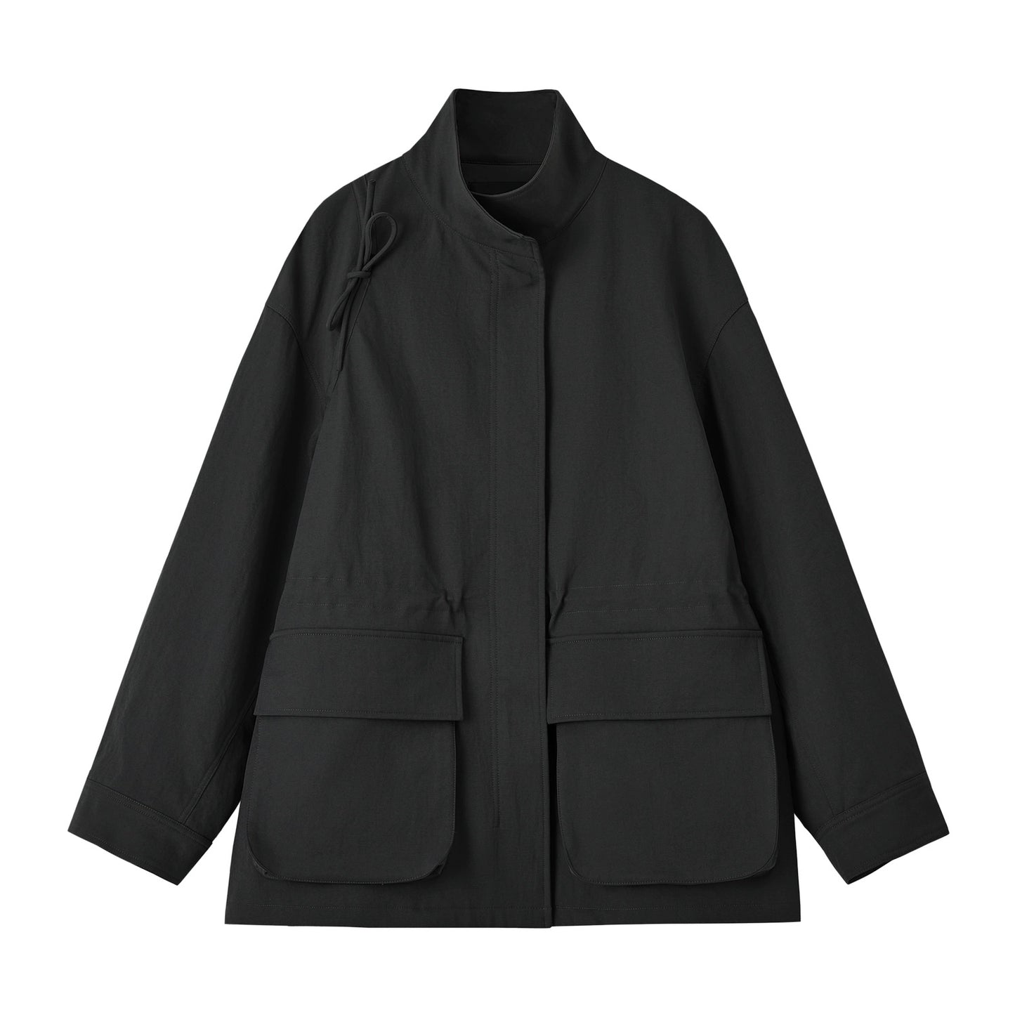 Drawstring Bow Cargo Coat