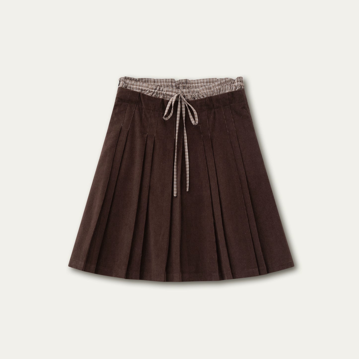 Retro Brown Corduroy Pleated Skirt