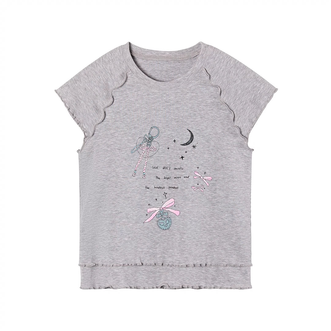 블루 플라잉 슬리브 탑