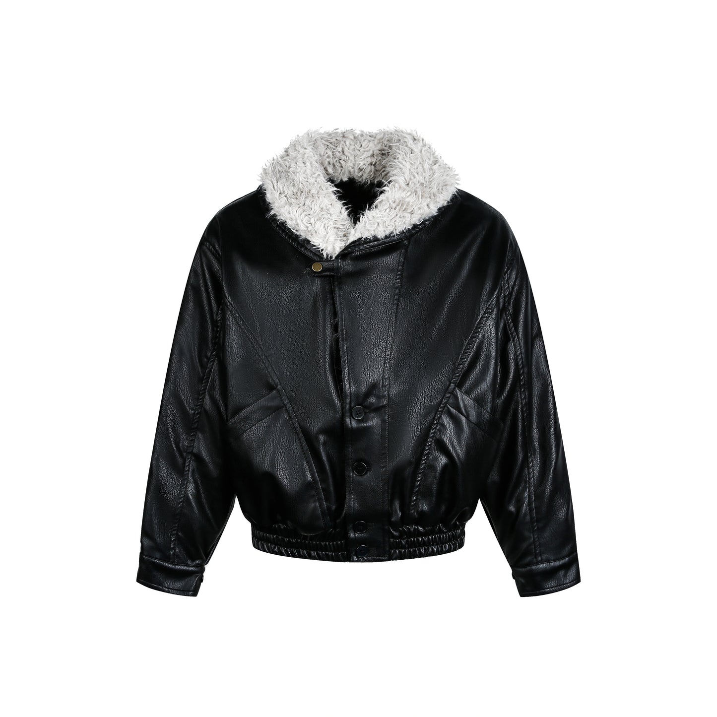 Fur Collar Leather Jacket Coat