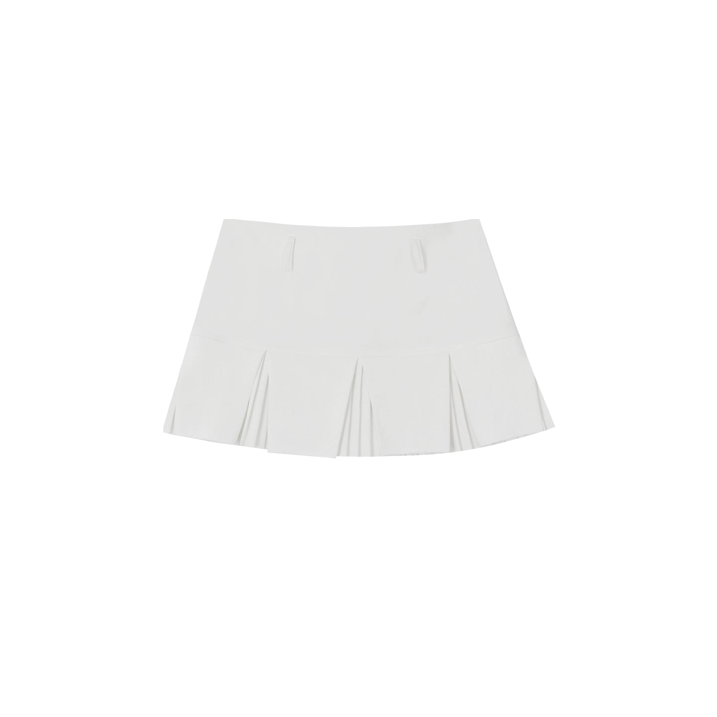 Pleated A-Line White Skirt