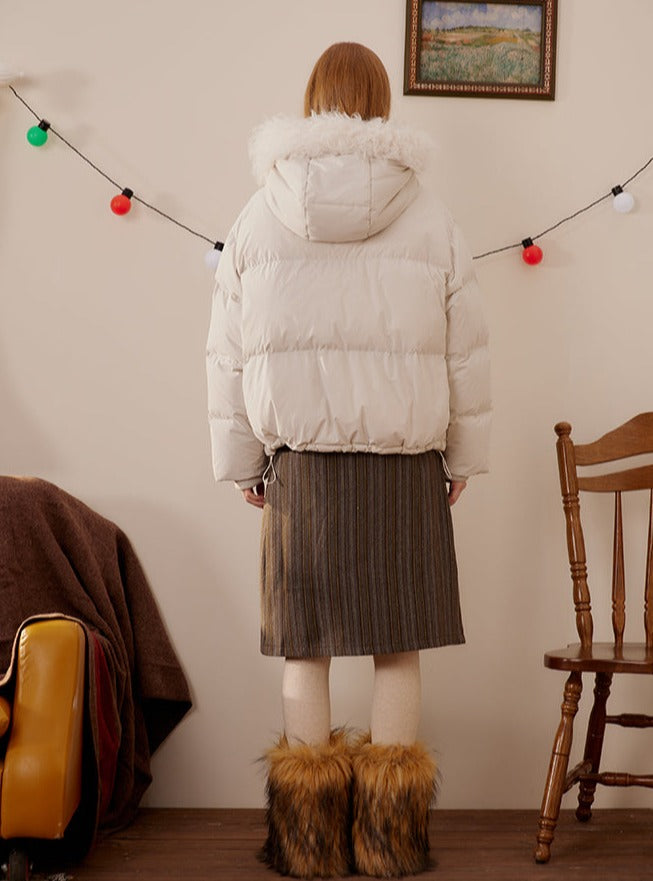 큰 털라 두꺼운 다운 재킷