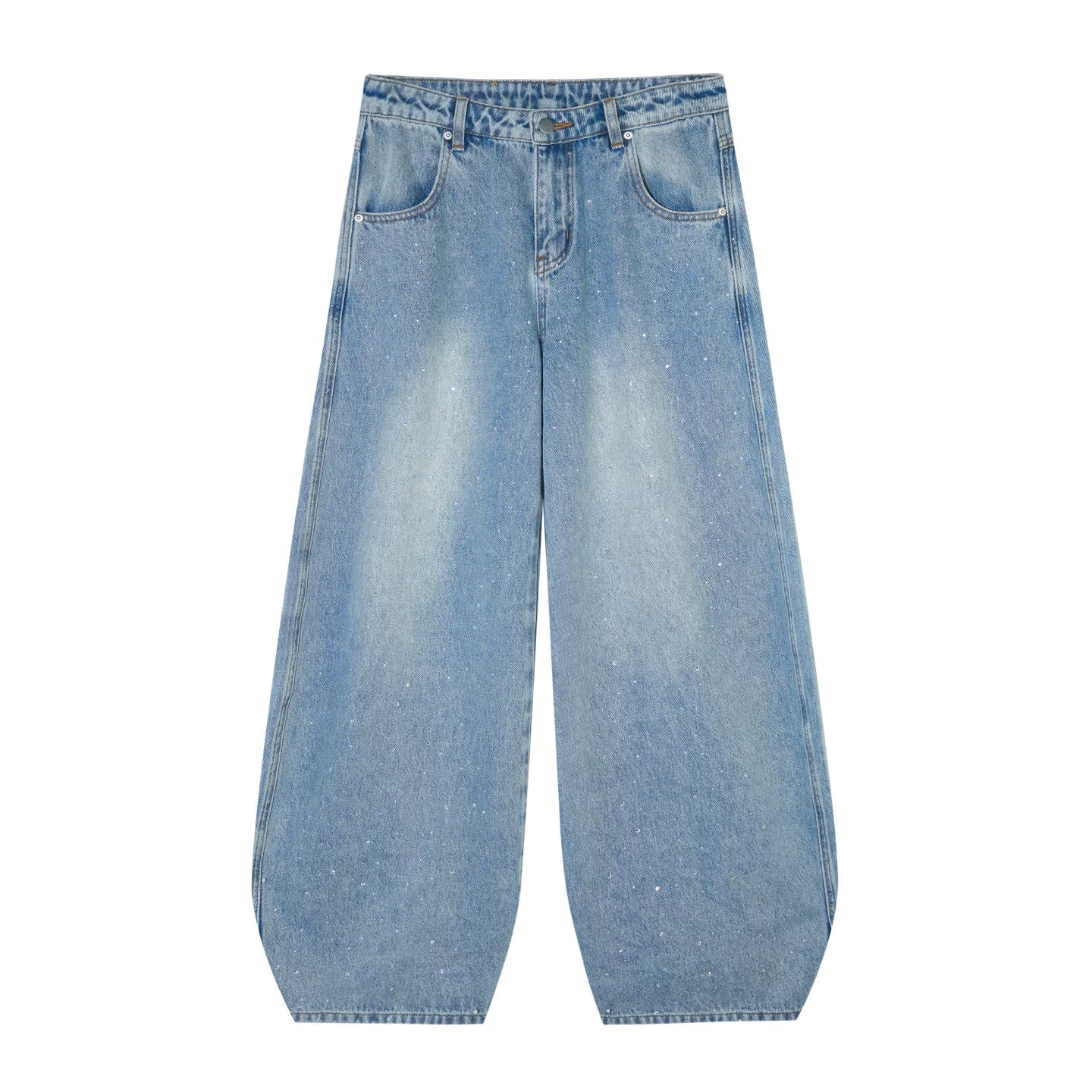 Rhinestone Washed Denim Pants