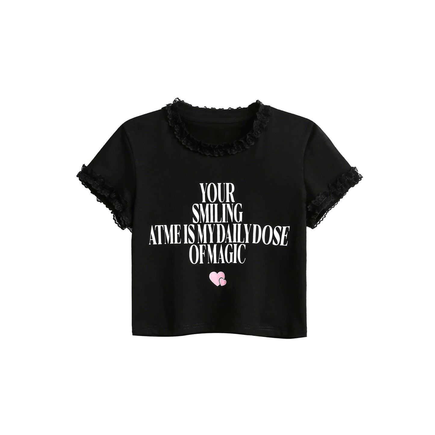 Simple English Printed Short Sleeve Top