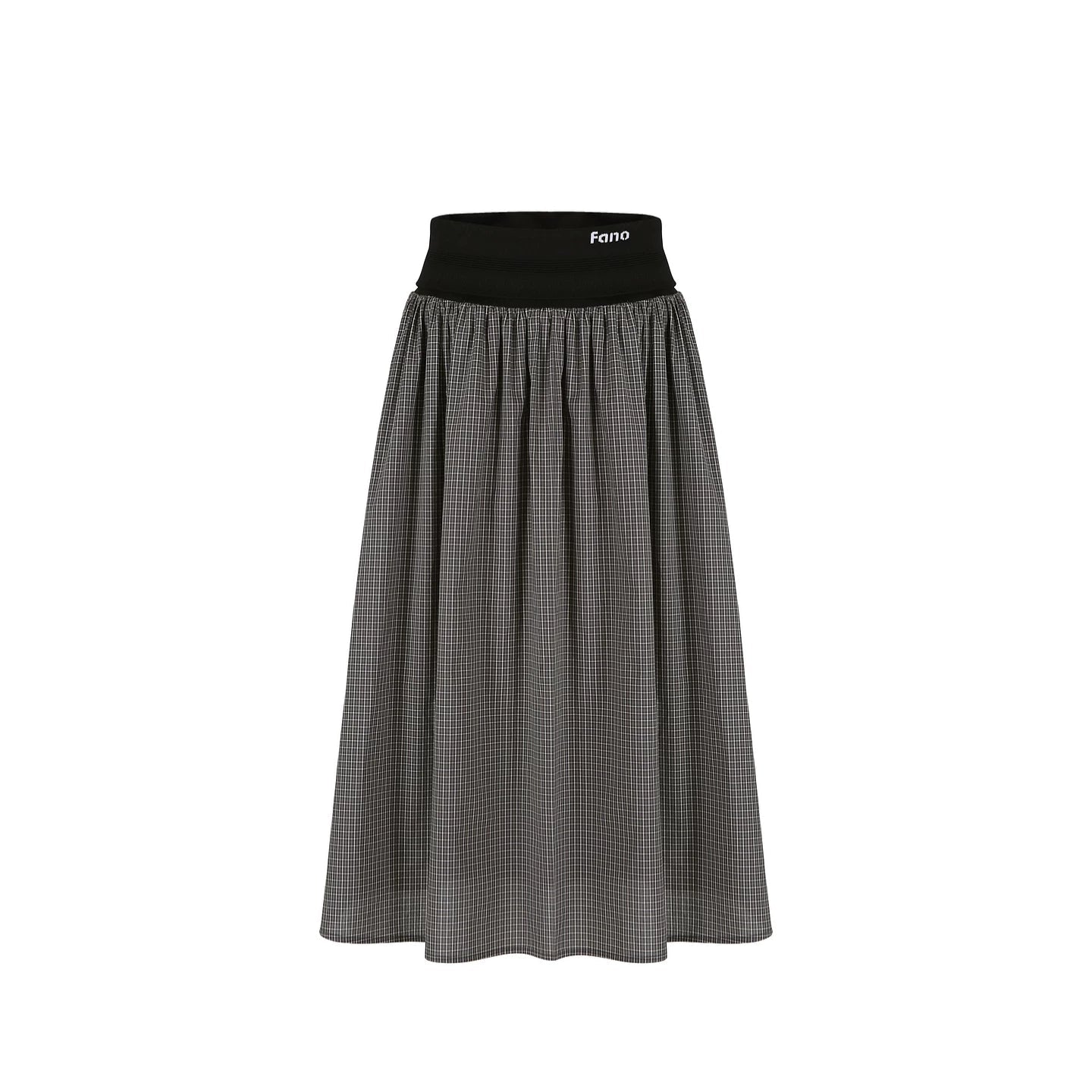 Gray Plaid Cotton A-Line Skirt