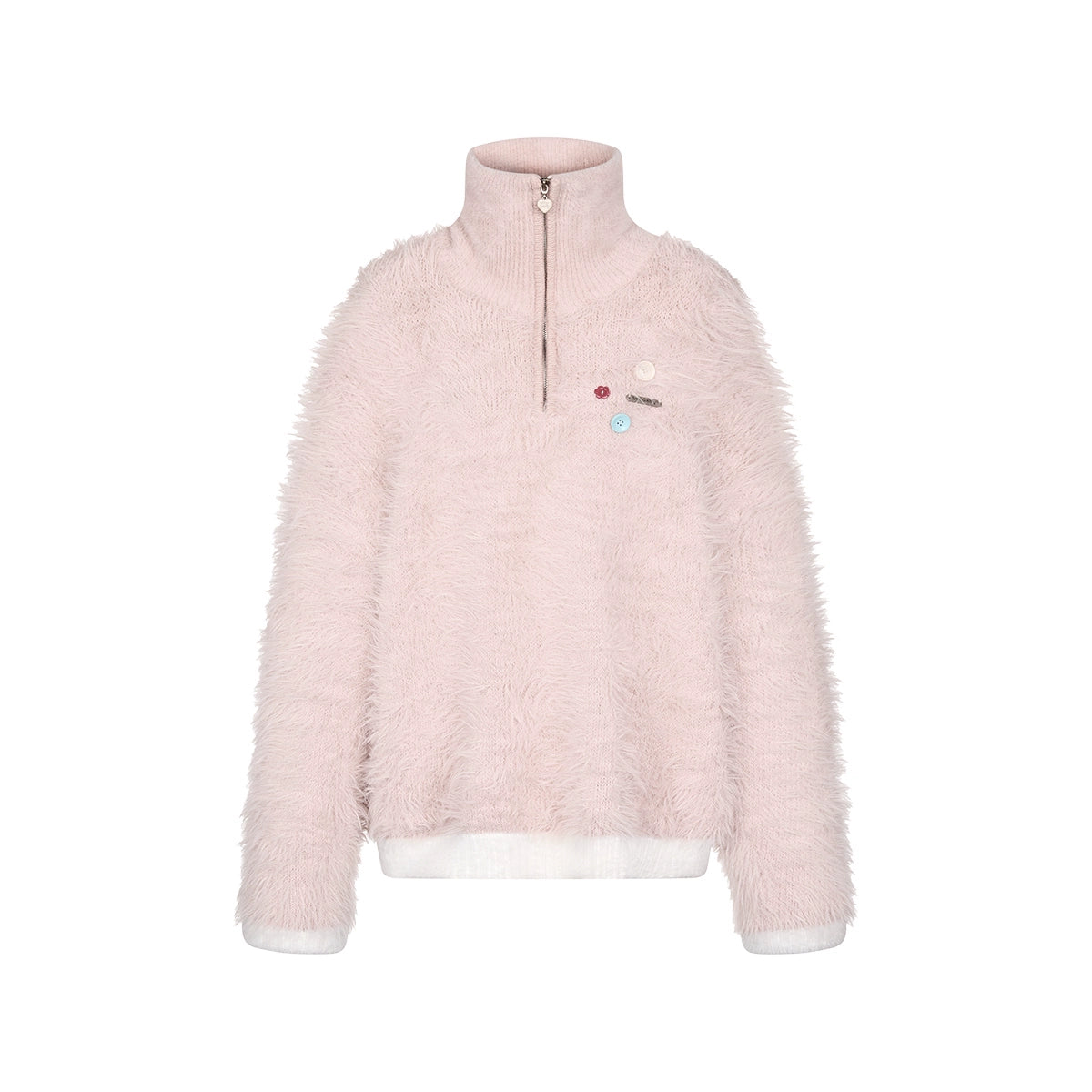 Pull en tricot rose et blanc