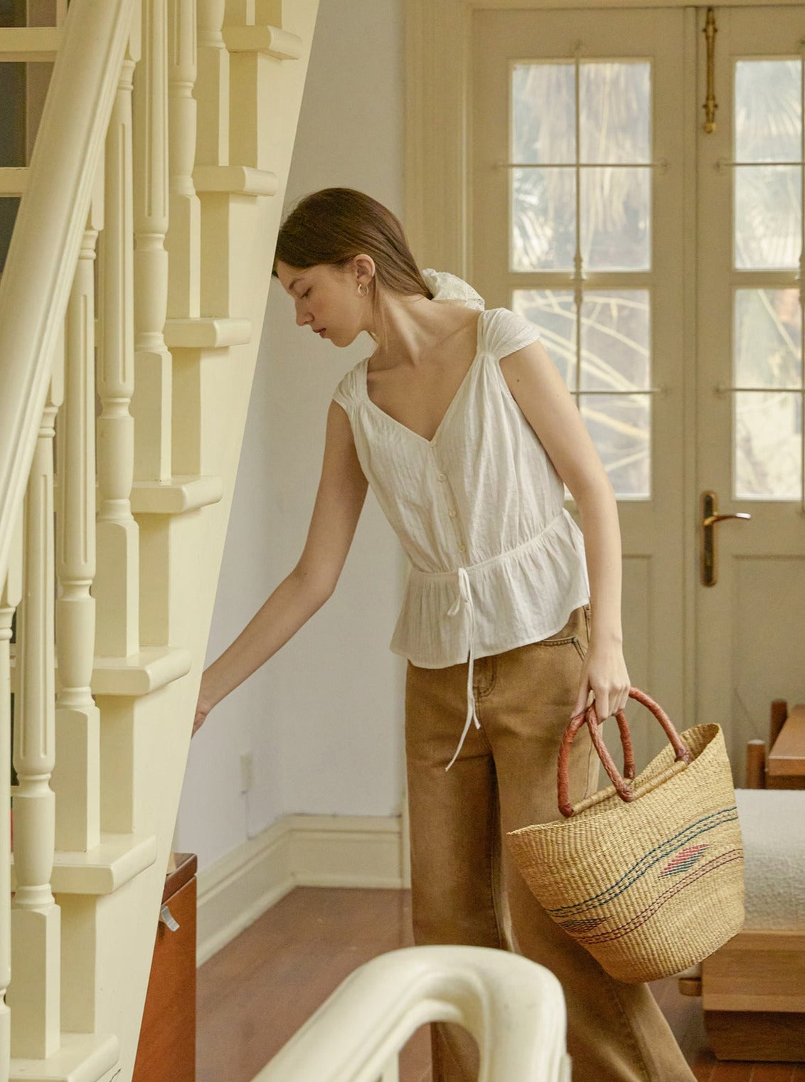 Fly Sleeve Waist Shirt Cropped Top