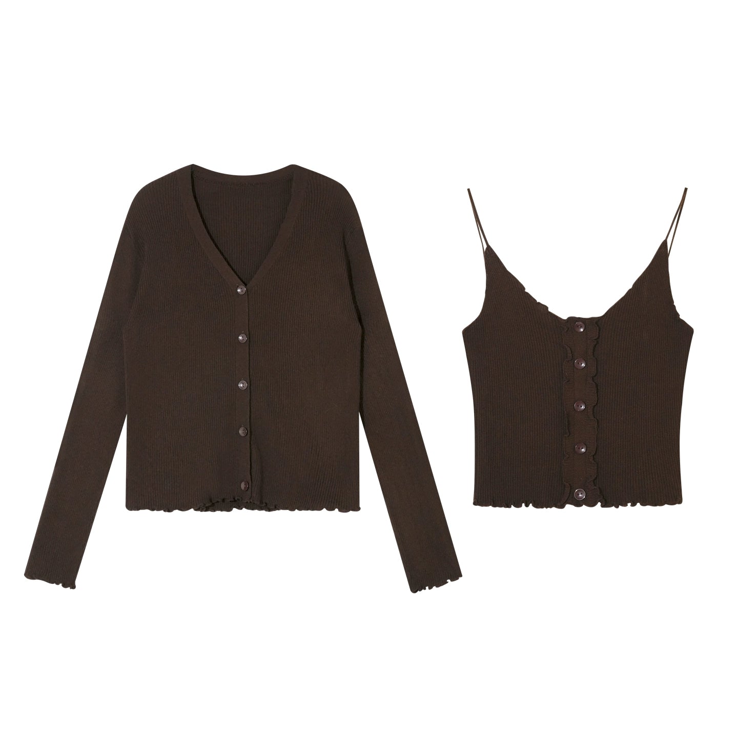 Fungus Edge Knit Two-Piece Top Set