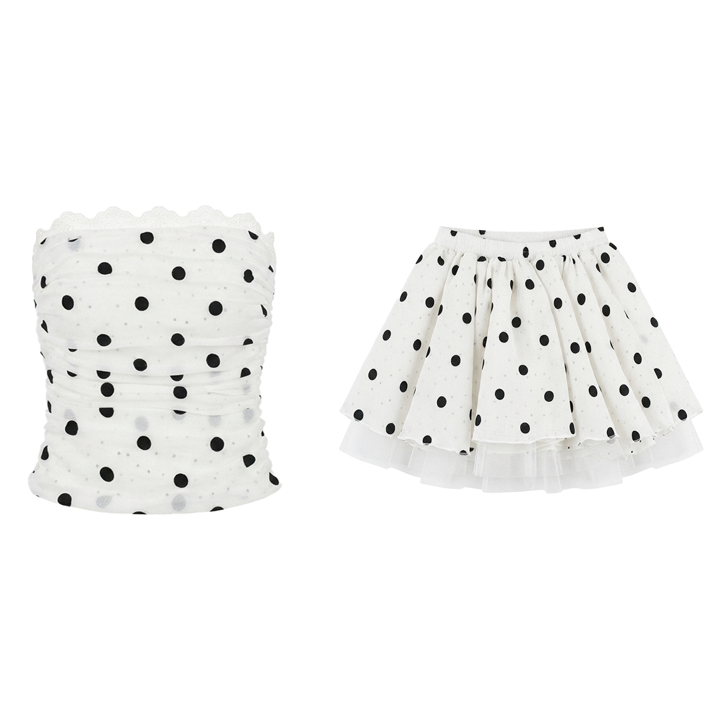 Sweet Polka Dot Lace Top Set-Up
