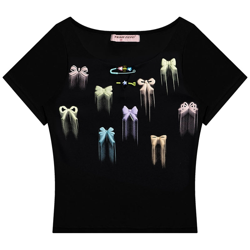 Bow Shoulder Short Sleeve Top