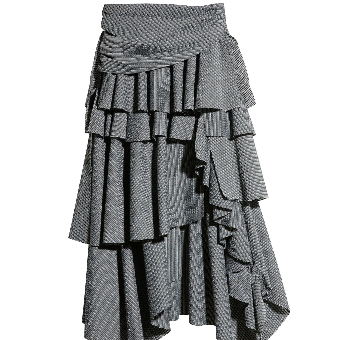 Retro Ruffled Striped Skirt