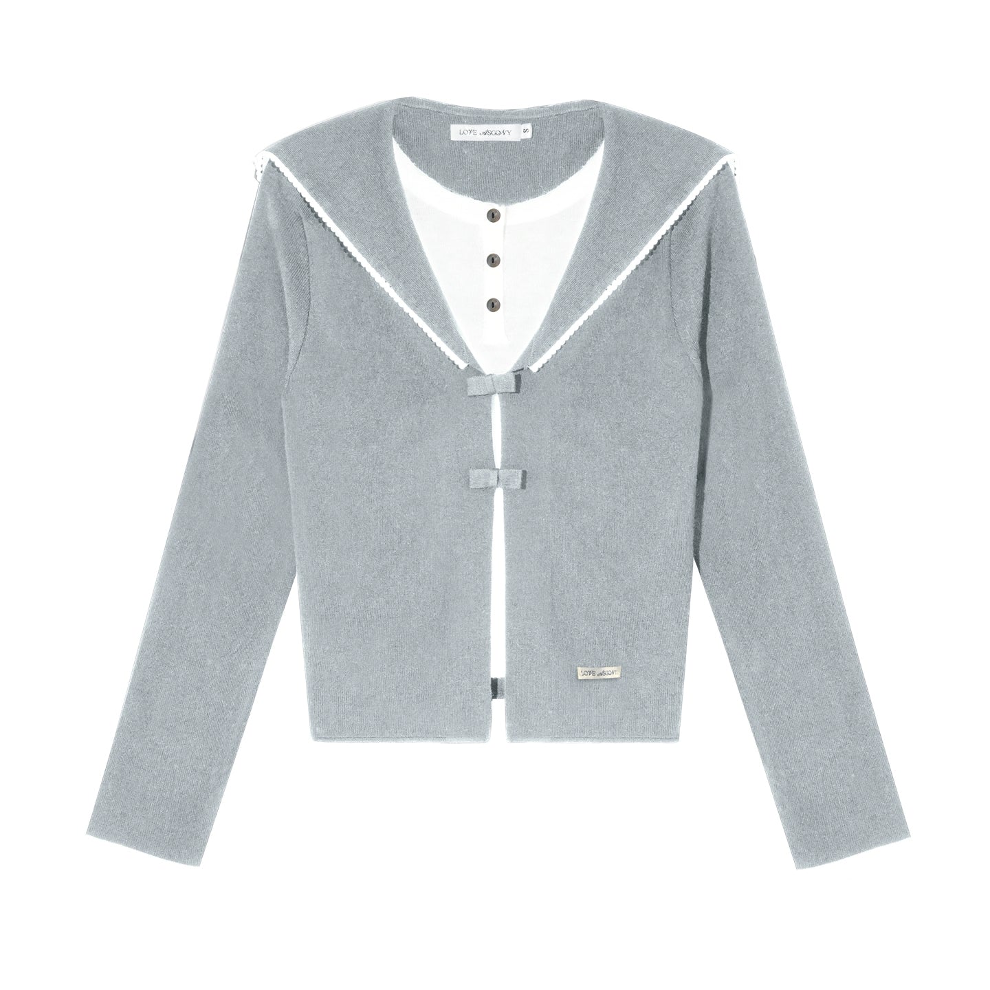 Sweet Navy Neck Knit Cardigan