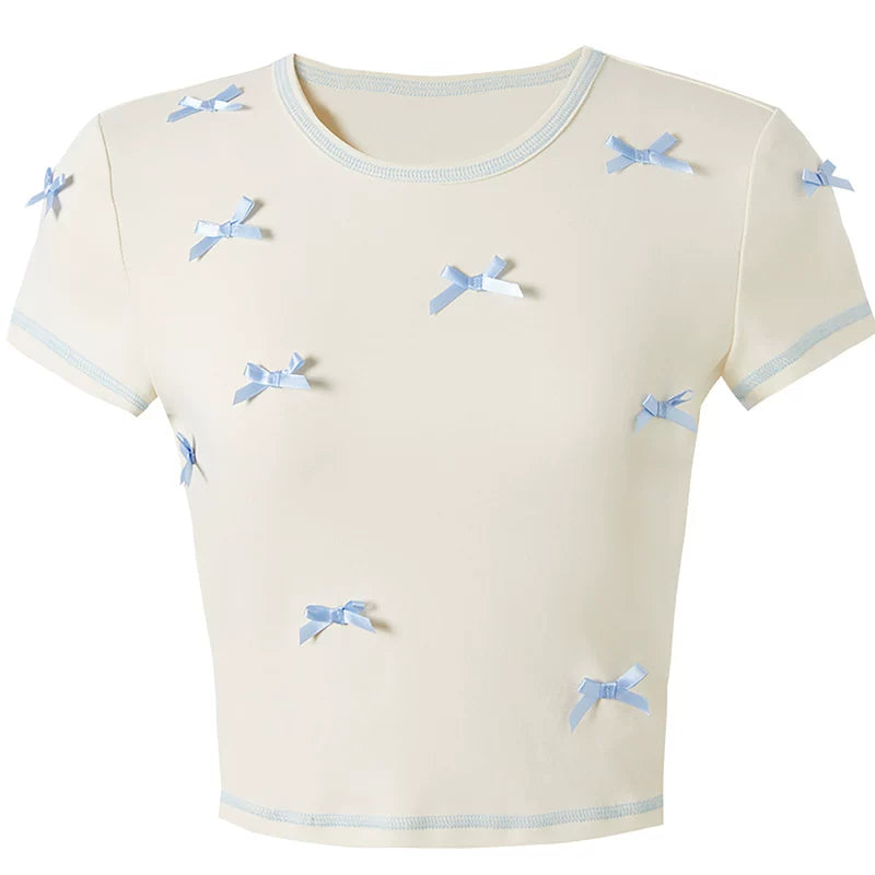 Bow-Decorated Slim-Fit Top