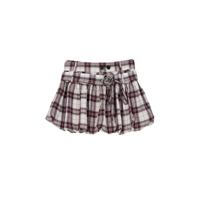 Plaid Fluffy Skirt & Shirt Set-Up