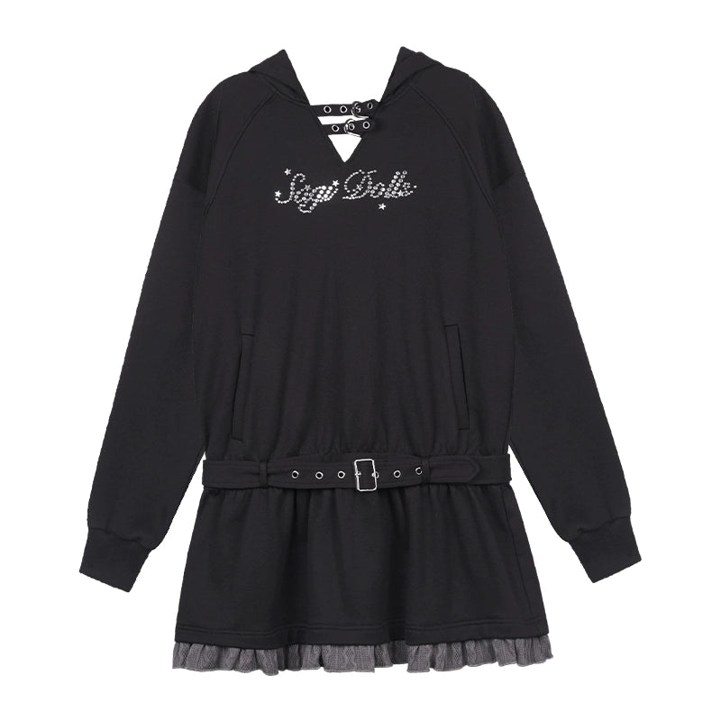 후드가 달린 스트리트 캐주얼 루즈 스웨트셔츠 드레스