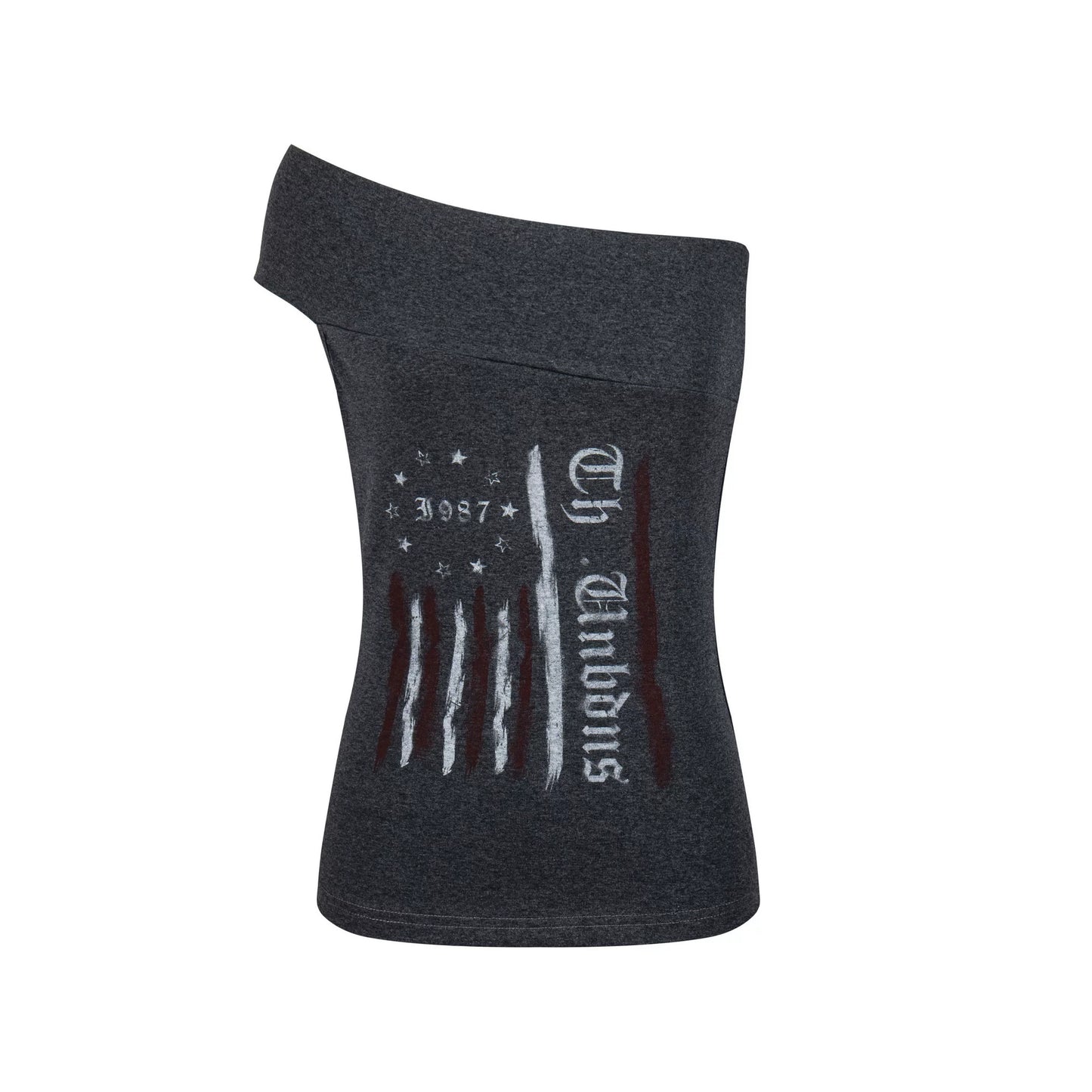 T-shirt aderente rétro con spalle scoperte