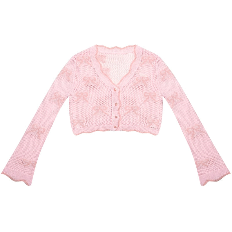 Mint Bow Sunscreen Knit Cardigan Coat