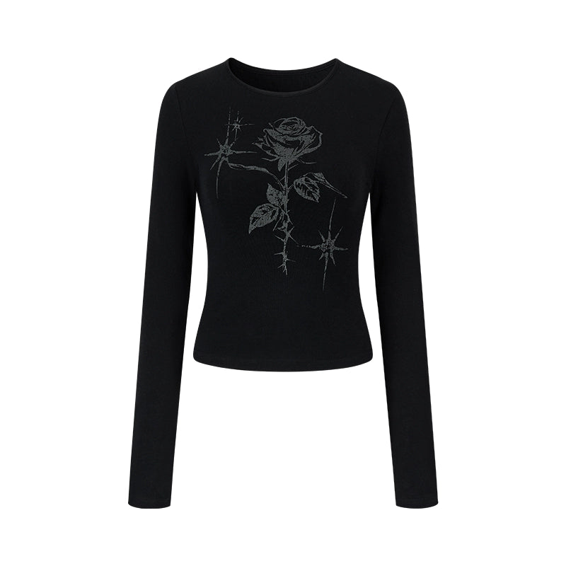 Hand-Painted Rose Knitted Top