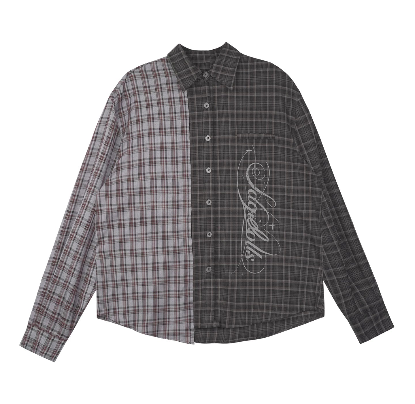Plaid Asymmetric Patchwork Shirt