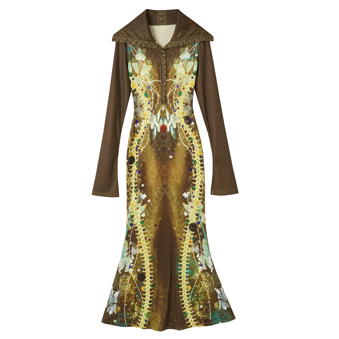 Bone Print Fishtail Dress