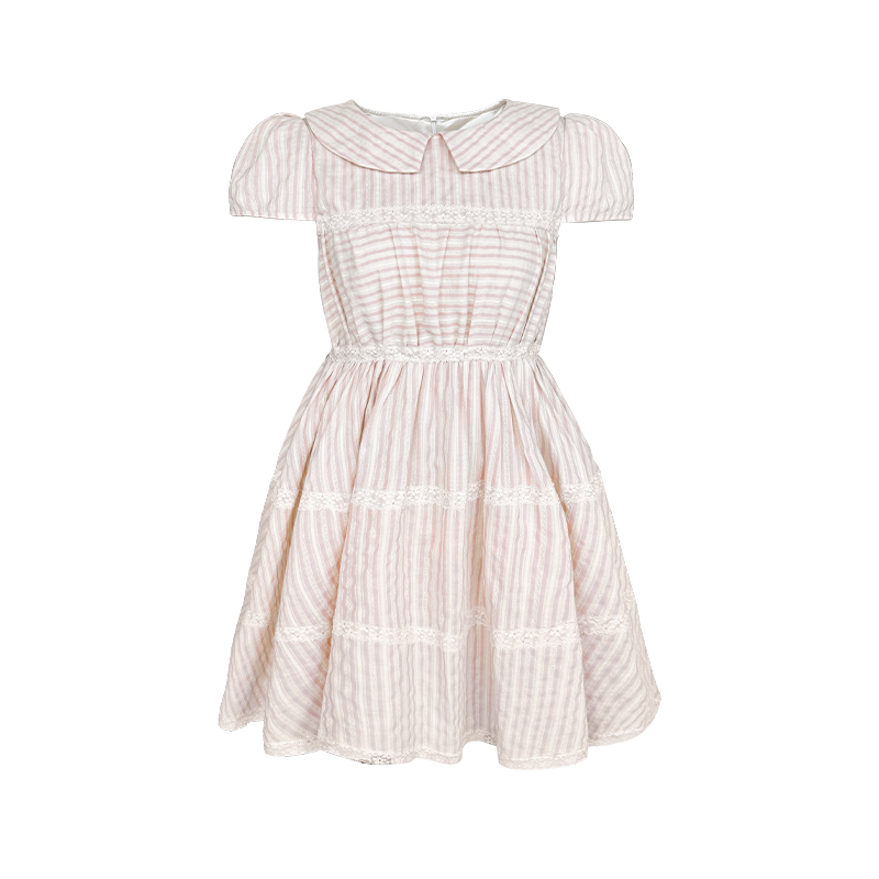 Pink Stripes Lace Dress