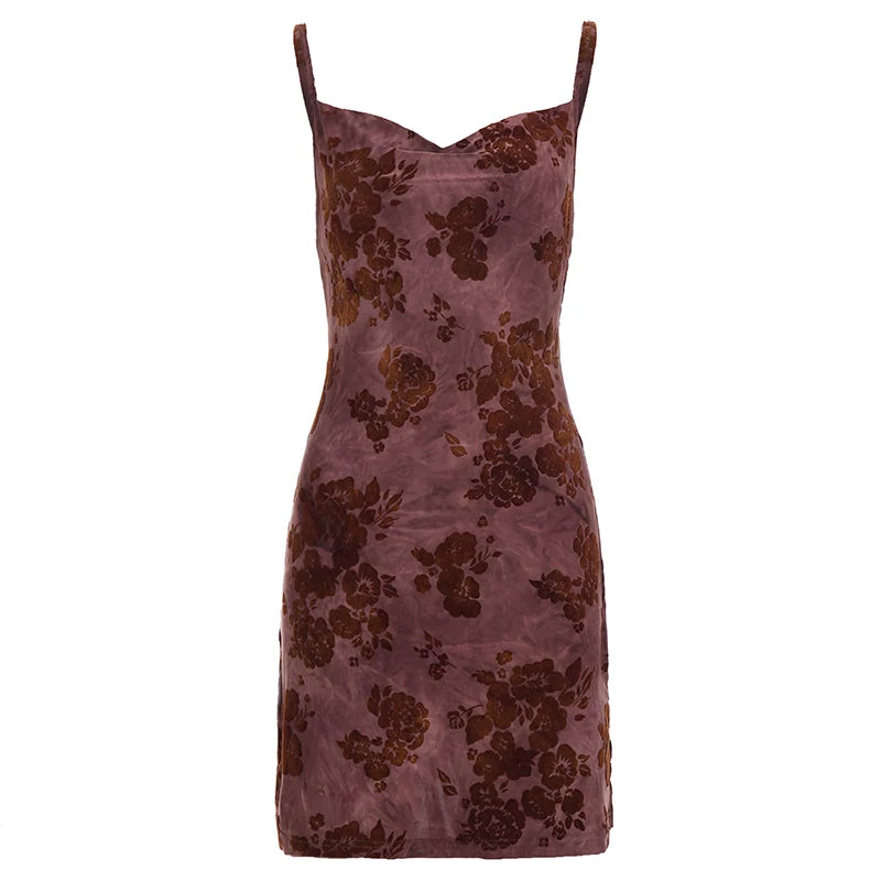 Retro Velvet Print Dress