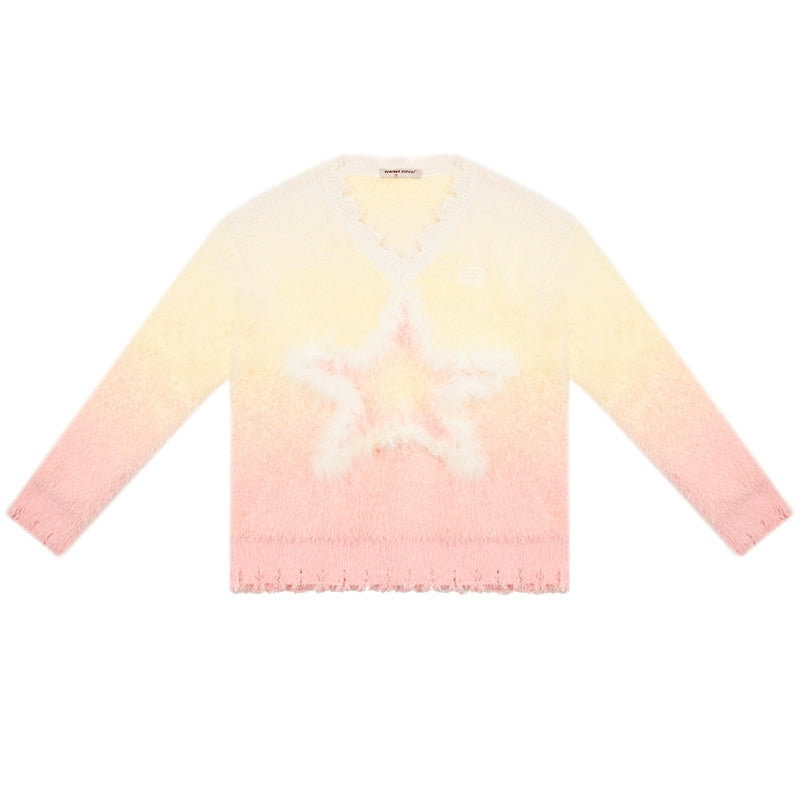 American retro gradient star fur top