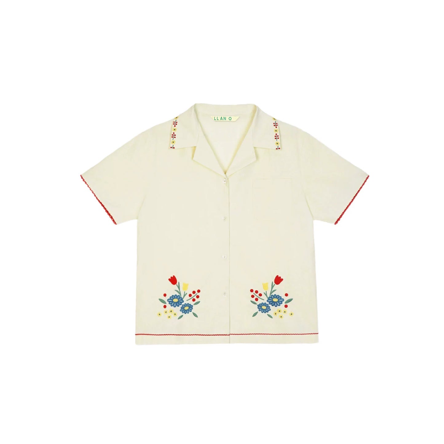 Cuban Collar Embroidery Shirt